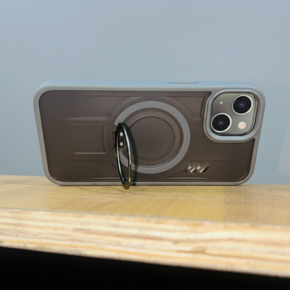 iPhone 14 Shockproof Magnetic Ring Stand Cover – Blue, Gray & Black