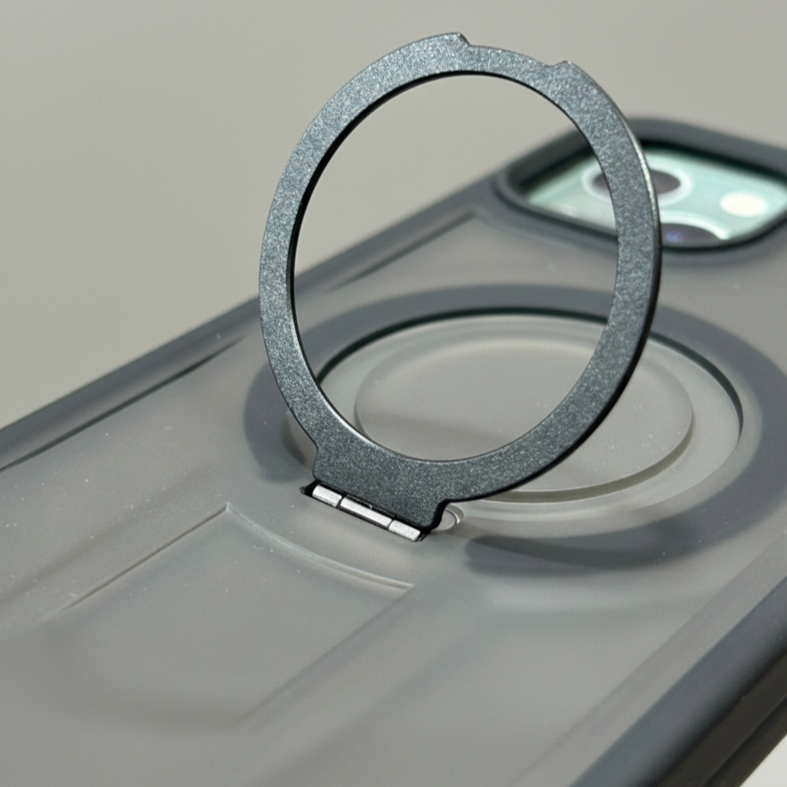 iPhone 14 Shockproof Magnetic Ring Stand Cover – Blue, Gray & Black