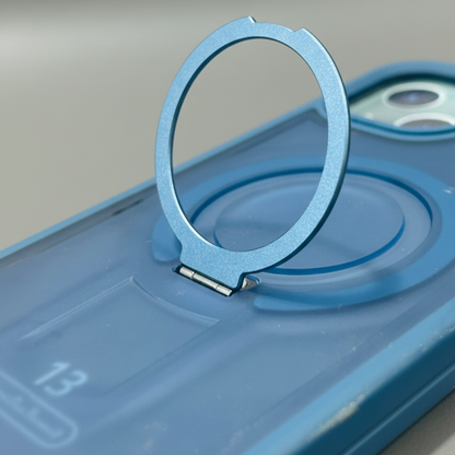 iPhone 14 Shockproof Magnetic Ring Stand Cover – Blue, Gray & Black