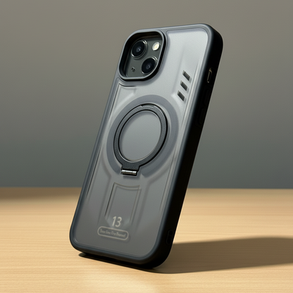 iPhone 14 Shockproof Magnetic Ring Stand Cover – Blue, Gray & Black