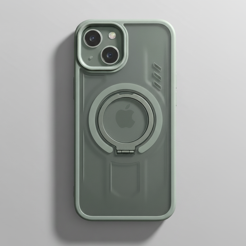 iPhone 14 Shockproof Magnetic Ring Stand Cover – Blue, Gray & Black