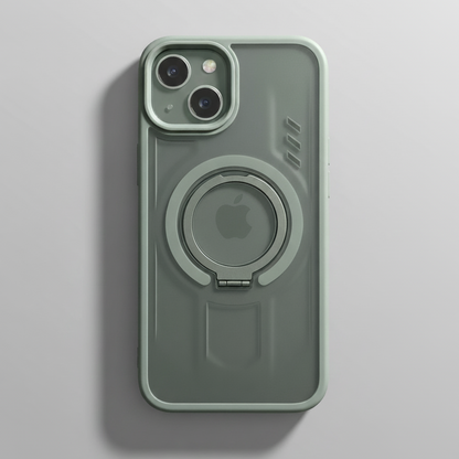 iPhone 14 Shockproof Magnetic Ring Stand Cover – Blue, Gray & Black