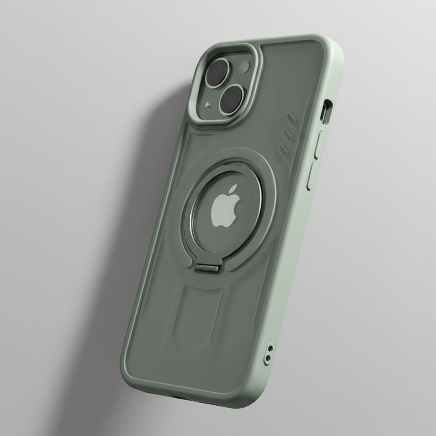 iPhone 14 Shockproof Magnetic Ring Stand Cover – Blue, Gray & Black