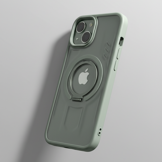 iPhone 15 Shockproof Magnetic Ring Stand Cover – Blue, Gray & Black