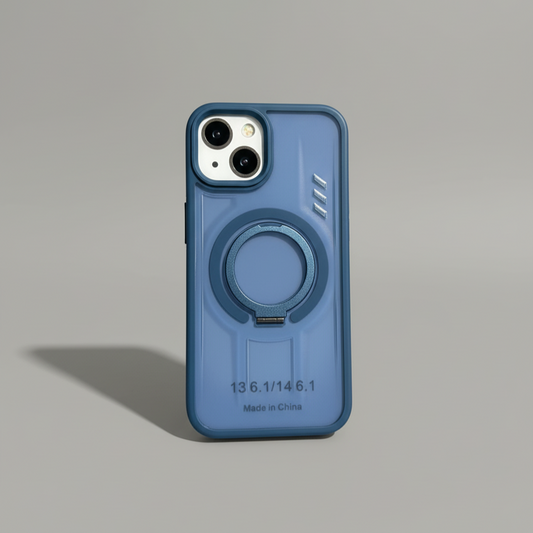 iPhone 14 Shockproof Magnetic Ring Stand Cover – Blue, Gray & Black