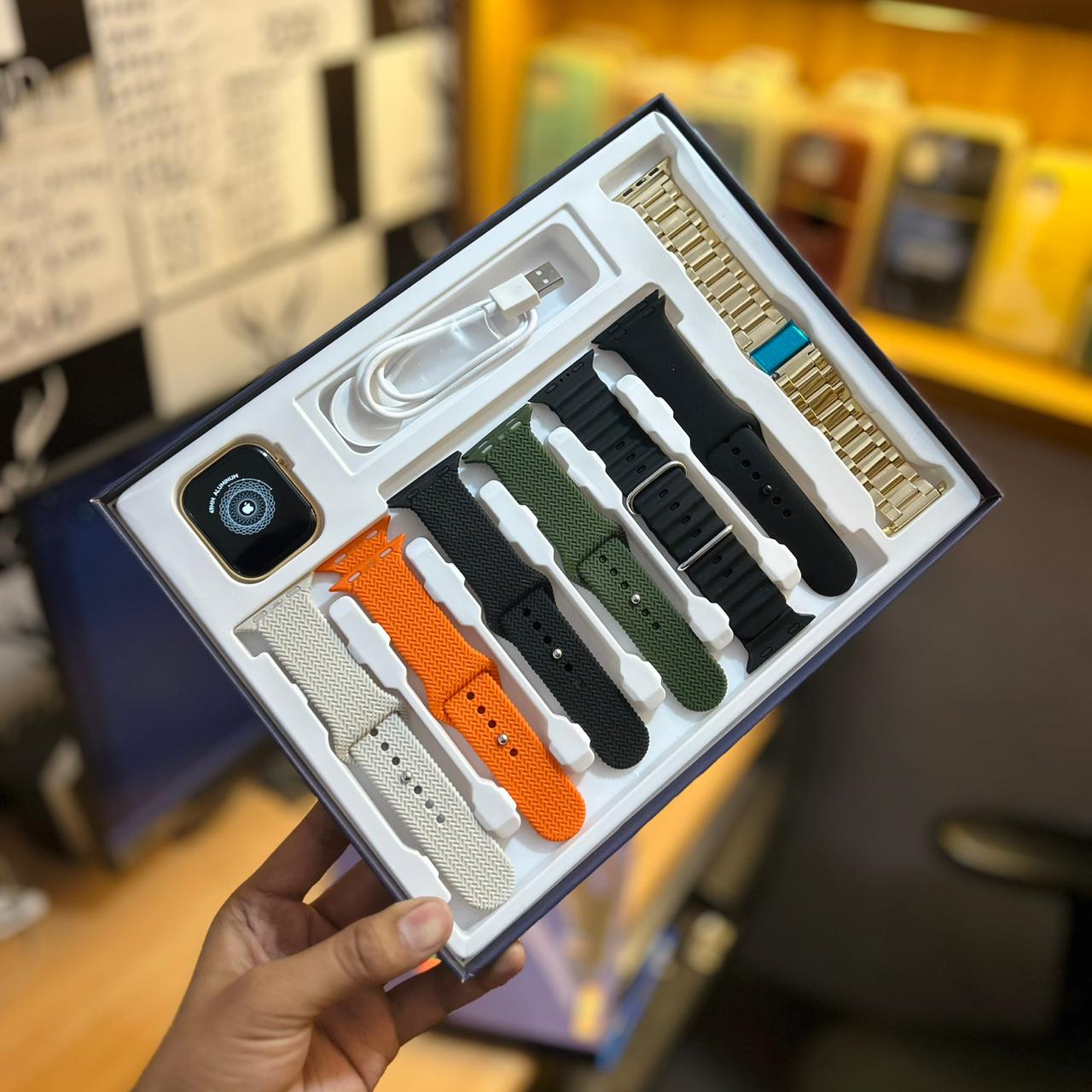 Watch 9 Pro Smartwatch + 7 Premium Straps | Wireless Charging
